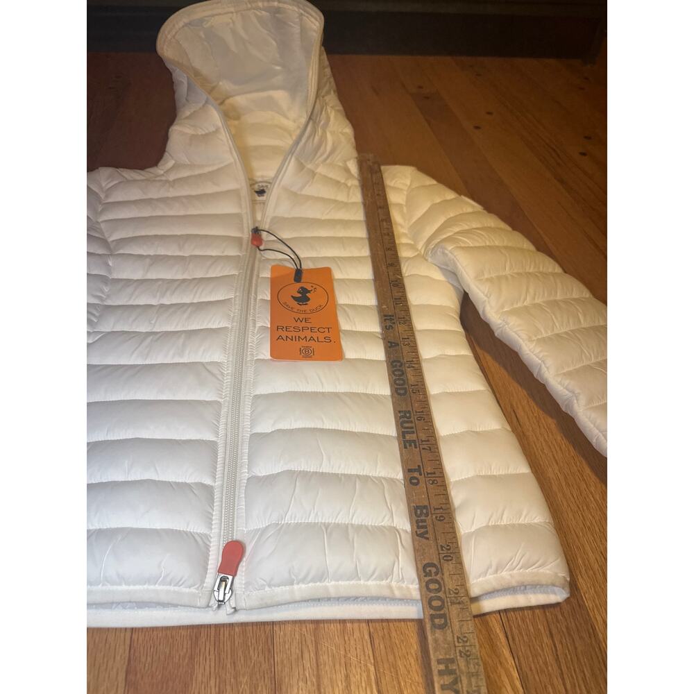 NEW Save The Duck Daisy Hooded Puffer White Jacket Women’s Sz 0 / XS - Picture 4 of 14